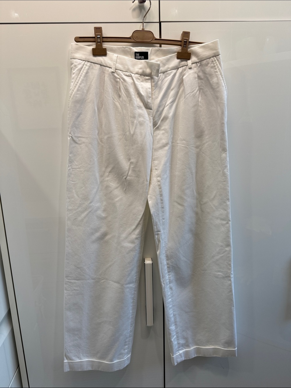 The Kooples Off-White Tailored Wide-Leg Trousers